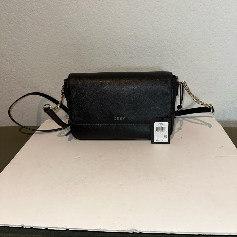 DKNY Sivinia Crossbody  Bag Black Faux Leather Gold Hardware NWT MSRP $228
